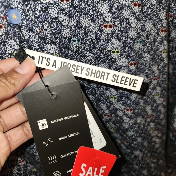 Max Colton Mens Casual Jersey SS Navy  Pine with Multicol Sunglass Print. NWT - Picture 3 of 7